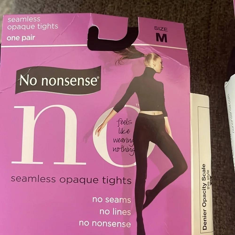 2 pairs No NonsenseOpaque Seamless Tights w\control top size: M Color: XBB Black